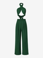 ZAFUL Ensemble de Haut Bandeau et de Pantalon Plissé à Jambe Large S Vert
