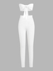ZAFUL Ensemble de Haut Bandeau Noué en Avant et de Pantalon Moulant S Blanc