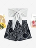 ZAFUL Ensemble de Haut Bandeau Noué en Avant et de Short Ceinturé Imprimé L