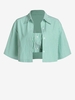 ZAFUL Ensemble de Haut Bandeau Rayé avec Bouton en Avant et de Chemisier Court L Vert