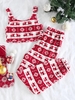 ZAFUL Ensemble de Haut Court Cerf de Noël et de Pantalon en Laine Xl Rouge