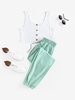 ZAFUL Ensemble de Haut Court et de Pantalon de Jogging à Cordon Pour Femme S Vert clair