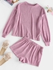 ZAFUL Ensemble de Haut Long Chiné en Jersey et de Short S Violet clair