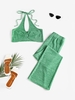 ZAFUL Ensemble de Haut Teinté à Col Halter et de Pantalon S Vert clair