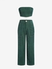 ZAFUL Ensemble de Haut Tube en Velours Côtelé et de Pantalon S Vert profond