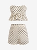 ZAFUL Ensemble de Haut Tube Péplum à Pois et de Short S Jaune clair