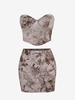 ZAFUL Ensemble de Haut Tube Teinté à Ourlet Hanky et de Jupe L Café