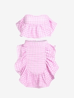 ZAFUL Ensemble de Jupe Bandeau à Volants en Vichy L Rose clair