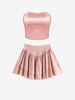ZAFUL Ensemble de Jupe Bandeau Superposée en Satin Taille unique Rose clair