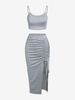 ZAFUL Ensemble de Jupe Fendue à Volants Deux Pièces S Gris clair