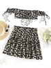 ZAFUL Ensemble de Jupe Marguerite Fleurie à Epaule Dénudée M Noir