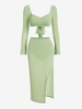 ZAFUL Ensemble de Jupe Mi-Longue Fendue Nouée Au Dos Transparent M Vert clair