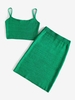 ZAFUL Ensemble de Jupe Moulante Tricotée à Bretelle M Vert