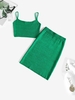 ZAFUL Ensemble de Jupe Moulante Tricotée à Bretelle S Vert