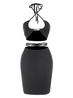 ZAFUL Ensemble de Jupe Ombré Côtelé Brillant Hauteur du Bracelet S Noir