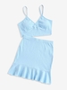 ZAFUL Ensemble de Jupe Sirène Superposé Côtelé S Bleu clair
