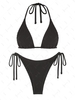 ZAFUL Ensemble de Maillot De Bain Bikini String Côtelé Texturé L Noir