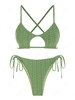 ZAFUL Ensemble de Maillot de Bain Bikini Texturé Croisé Découpé Nid d