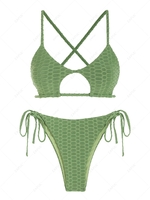 ZAFUL Ensemble de Maillot de Bain Bikini Texturé Croisé Découpé Nid d