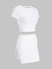 ZAFUL Ensemble de Mini Jupe Moulante Fendue Texturée S Blanc