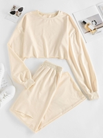 ZAFUL Ensemble de Pantalon Déchiré à Goutte Epaule Deux Pièces S Jaune clair
