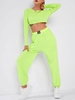 ZAFUL Ensemble de Pantalon de Jogging Court Texturé Néon S Vert