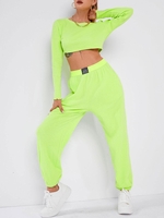 ZAFUL Ensemble de Pantalon de Jogging Court Texturé Néon S Vert