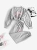 ZAFUL Ensemble de Pantalon de Jogging Lettre à Goutte Epaule à Cordon Pour Femme S Gris