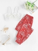 ZAFUL Ensemble de Pantalon de Jogging Noué à Imprimé Cachemire Jointif Pour Femme S Rouge