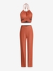 ZAFUL Ensemble de Pantalon Droit Croisé à Col Halter S Café