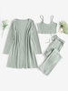 ZAFUL Ensemble de Pantalon et Robe Droite Tricotée avec Nœud Papillon Maille M Vert clair
