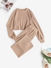 ZAFUL Ensemble de Pantalon Linge Original Tricoté à Ourlet Brut L Café lumière
