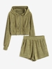 ZAFUL Ensemble de Short à Capuche Zippé S Vert clair