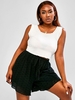 ZAFUL Ensemble de Short Broderie Anglaise Côtelé à Volants de Grande Taille Deux Pièces
