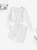 ZAFUL Ensemble de Short de Cycliste Côtelé S Blanc