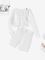 ZAFUL Ensemble de Short de Cycliste Côtelé S Blanc