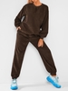 ZAFUL Ensemble de Survêtement en Couleur Unie avec Poche en Avant en Velours Côtelé Pour Femme Xl Café profond