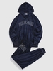 ZAFUL Ensemble de Sweat à Capuche Citrouille Brillant Brodé en Velours et Pantalon de Jogging Xxl Bleu profond