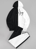 ZAFUL Ensemble de Sweat à Capuche Contrasté avec Poche en Avant et de Pantalon Xl Noir