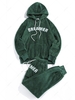 ZAFUL Ensemble de Sweat à Capuche Fourré Motif de Lettre et de Pantalon Deux Pièces M Vert profond