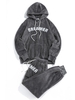ZAFUL Ensemble de Sweat à Capuche Fourré Motif de Lettre et de Pantalon Deux Pièces Xl Ardoise grise