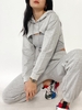 ZAFUL Ensemble de Sweat à Capuche Ouvert Au Poitrine et de Pantalon de Jogging Pour Femme Trois Pièces M Gris clair