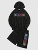 ZAFUL Ensemble de Sweat à Capuche Timbre et Rose Brodée avec Short Xl Noir