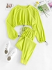 ZAFUL Ensemble de Sweat-shir en Couleur Brillante à Cordon Pour Femme S Vert
