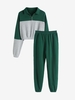 ZAFUL Ensemble de Sweat-shirt Bicolore Zippé et de Pantalon de Jogging Pour Femme S Vert profond