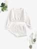 ZAFUL Ensemble de Sweat-shirt Court et de Short M Blanc