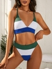 ZAFUL Ensemble de Tankini Côtelé en Blocs de Couleurs à Taille Haute M