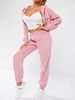 ZAFUL Ensemble de Veste Zippée en Velours Côtelé avec Poche et de Pantalon de Jogging Pour Femme L Rose clair