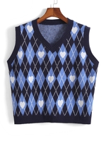 ZAFUL Gilet Pull Cœur Losange de Grande Taille à Col V