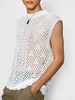 ZAFUL Gilet Pull de Plage Tricoté Evidé S Blanc